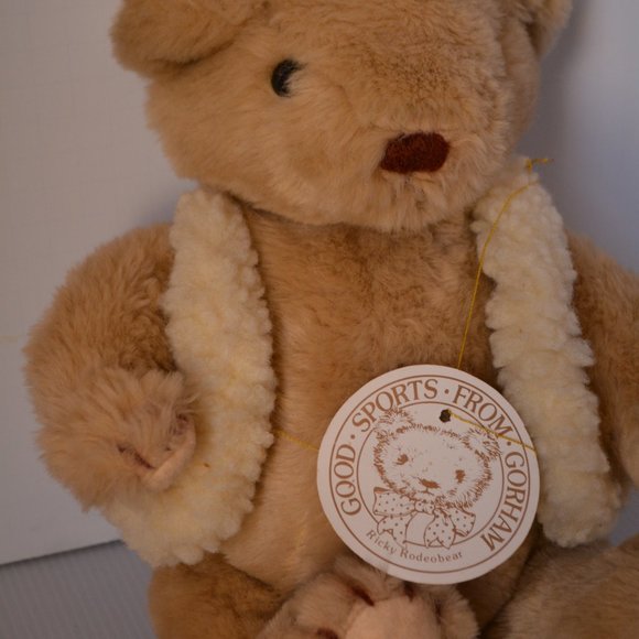 VTG 1985 Jointed Tan Gorham Collector Ricky Rodeobear Teddy Bear Plush Soft 13" - Picture 3 of 12